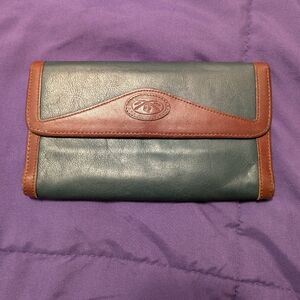 Orvis Green And Brown Leather Wallet